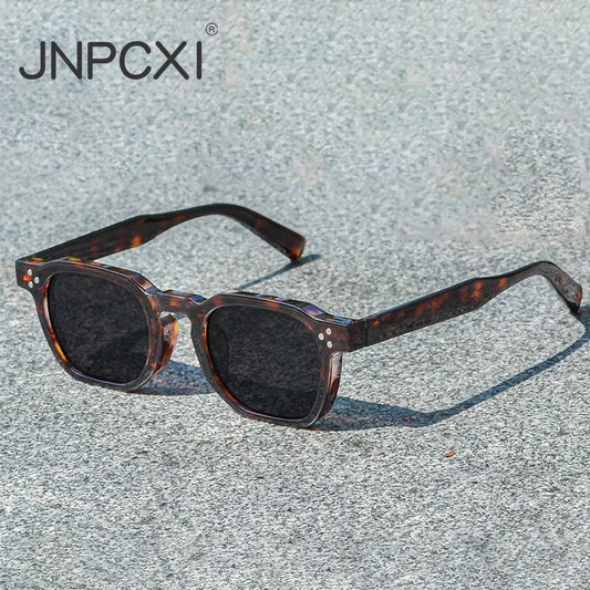 JNPCXI Square Rivets Sunglasses for Women Men Vintage Trend Trending Sun Glasses Ladies Beach Shades Male Female UV Protection