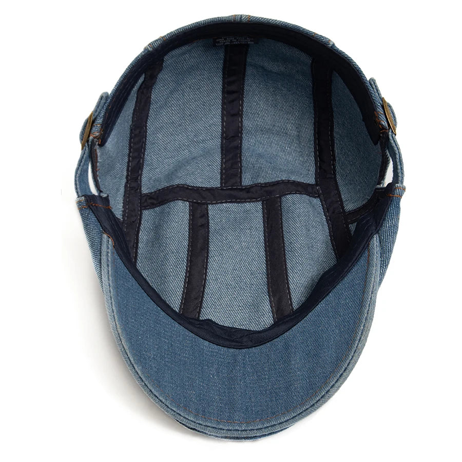 Women's Beret Fashion Denim Vintage Newsboy Cap For Men Summer Solid Washed Flat Caps Casual Female Visor Hat Unisex Adjustable