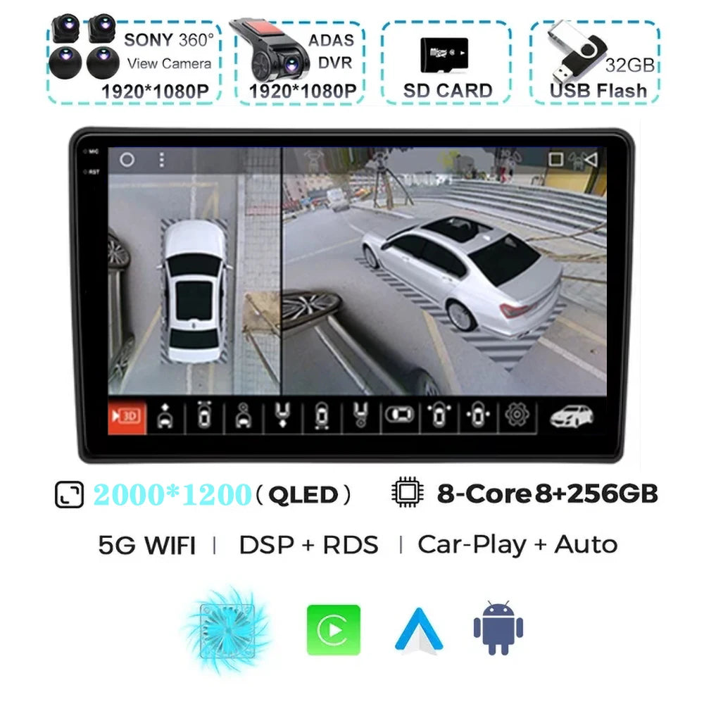 For Citroen C5 2008 2009 2010 2011-2017 Android 15 Carplay Auto Car Radio Multimedia Video Player Navigation GPS No 2Din 2 Din