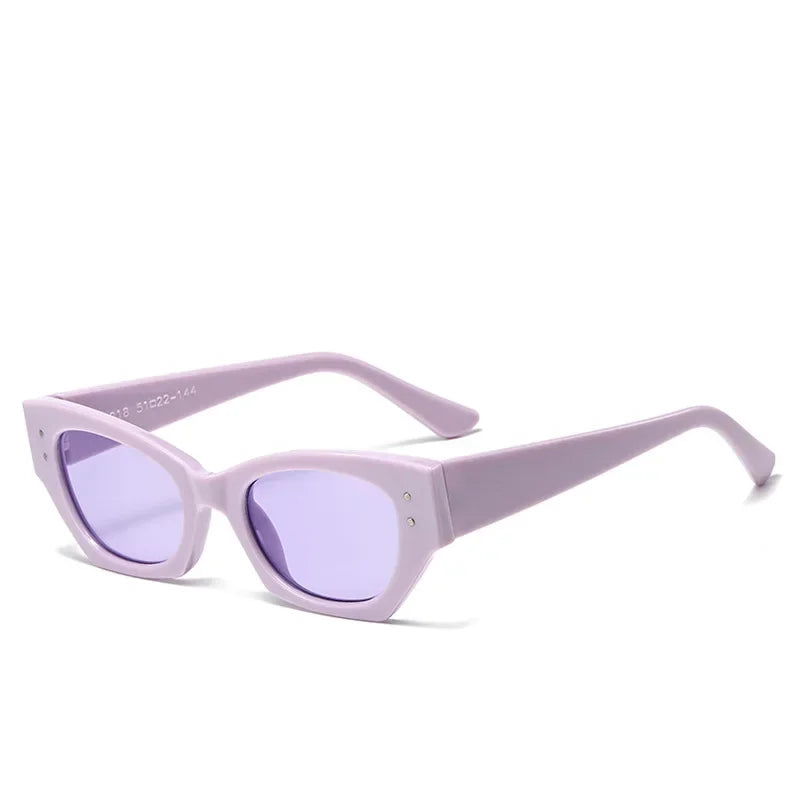 JNPCXI New Cat Eye Women Sunglasses Rice Nail Fashion Jelly White Color Shades UV400 Men Trending Gradient Sun Glasses