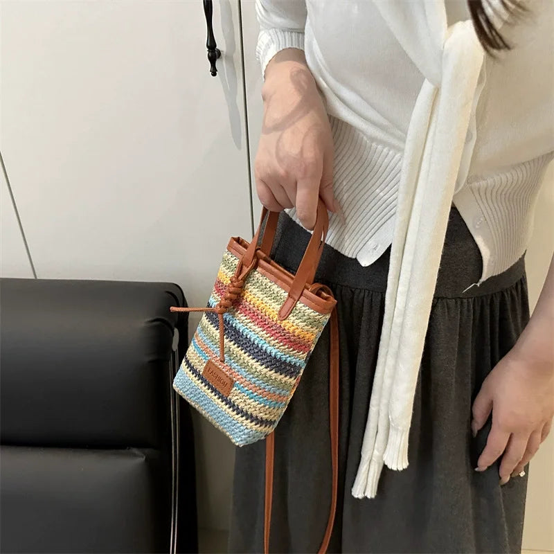 Women Leather Small Crossbody Bag Candy Color Phone Bag Lightweight Shoulder Bag