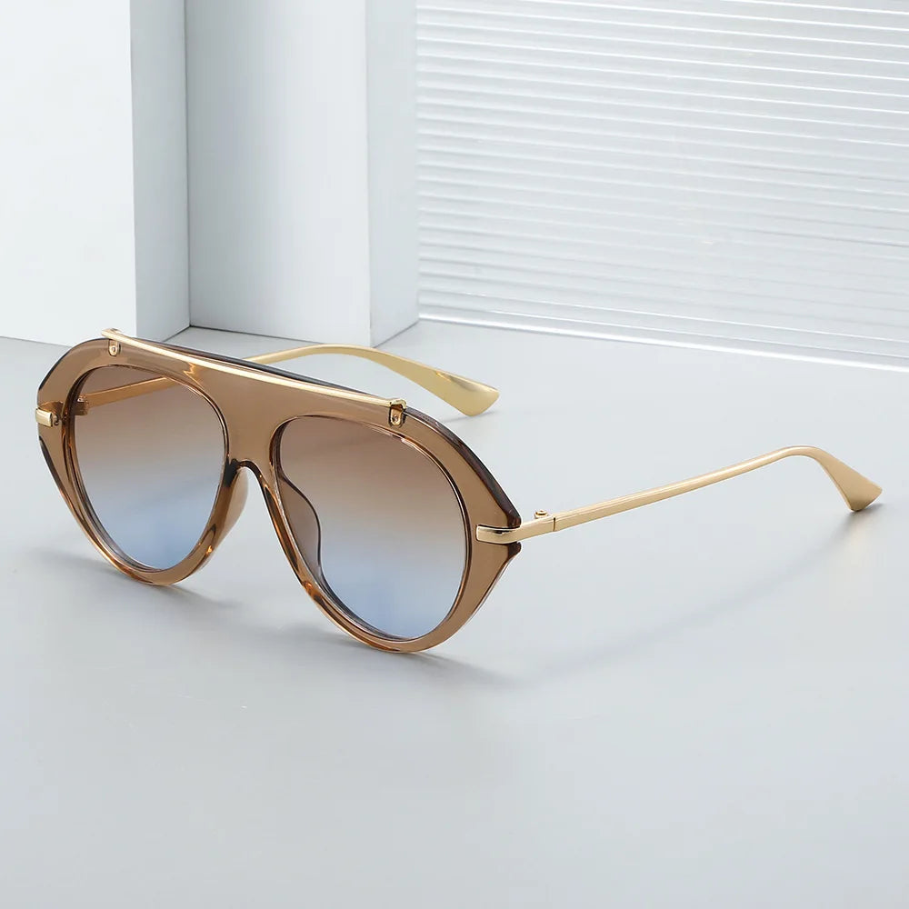 JNPCXI Ins Popular Fashion Oversized Leopard Green Pilot Sunglasses Women Shades UV400 Retro Gradient Men Sun Glasses