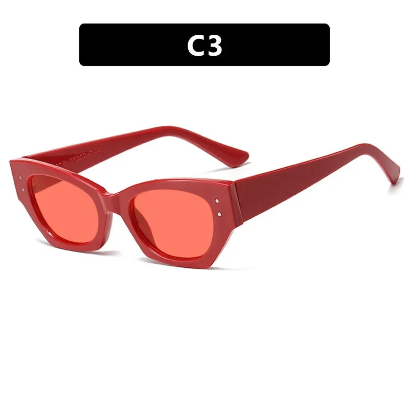 JNPCXI New Cat Eye Women Sunglasses Rice Nail Fashion Jelly White Color Shades UV400 Men Trending Gradient Sun Glasses