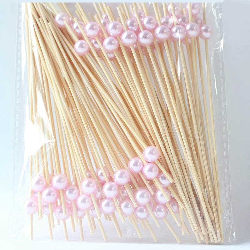 100pcs Cocktail Picks, 4.7 Inch Toothpicks For Drinks, Desserts, Party Fancy Toothpicks Faux Pearl Mini Food Picks Decorative