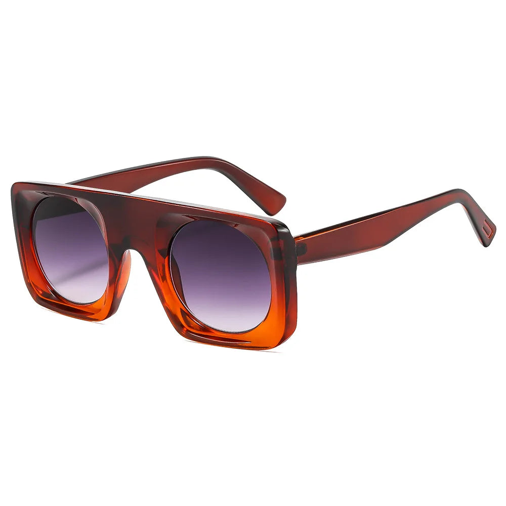 JNPCXI Vintage Square Sunglasses Women Black Tea Gradient Mirror Shades UV400 Fashion Punk Men Sun Glasses