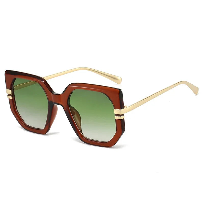 JNPCXI New Polygon Square Sunglasses Women Shades UV400 Retro Clear Ocean Gradient Lens Men Trending Leopard Sun Glasses