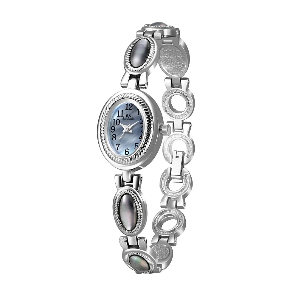 Bee Sister Watch Elegant Oval Gold Bracelet Vintage Quartz Women's wristwatch