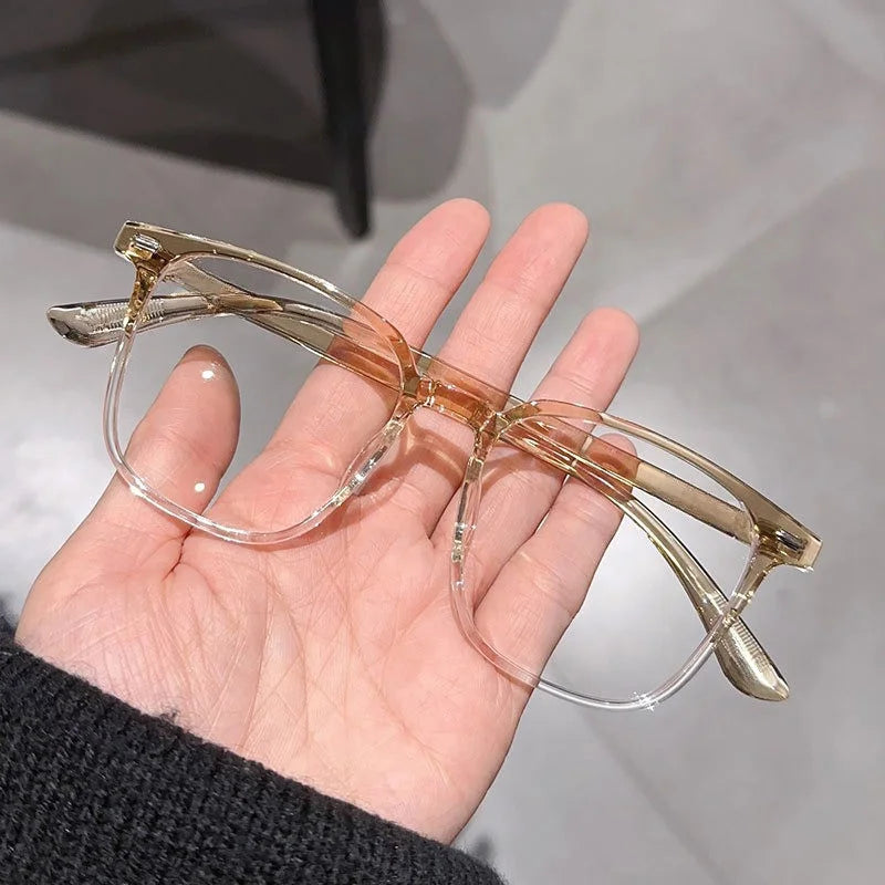 2PCS Unisex Square Plastic Frame Trendy Anti-Blue Light Clear Glasses for Back To School Clothing Accessories.