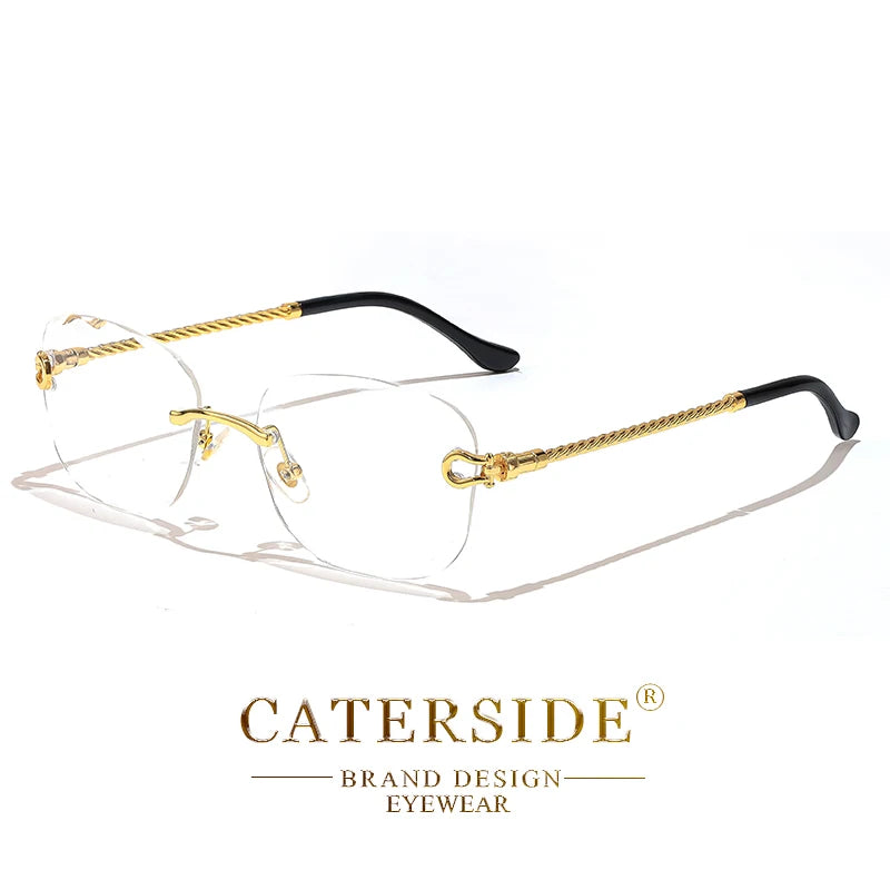 CATERSIDE Retro Sunglasses Men Brand Designer Rimless Gradient Lens Women Sun Glasses Shades Ladies Fashion Party Eyeglasses