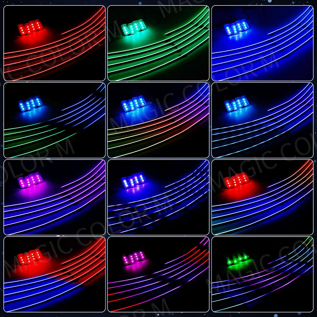 Vgetting Car Ambient Lights 10 in 1 Footwell Universal RGB Atmosphere Lamps USB APP Remote Cigar Lighter for Tesla Model 3 Y S X