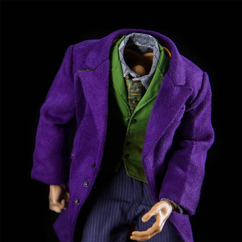 1/6 Joker Heath Ledger Purple Coat Suit Clown Costume Set Model Fit 12'' Soldier