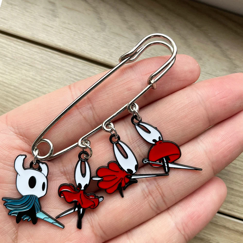 Hollow Knight Silksong 6.5cm Large Safety Pin Cartoon Enamel Brooch Badge Fashion Jewelry for Autumn Winter Coat Accessory