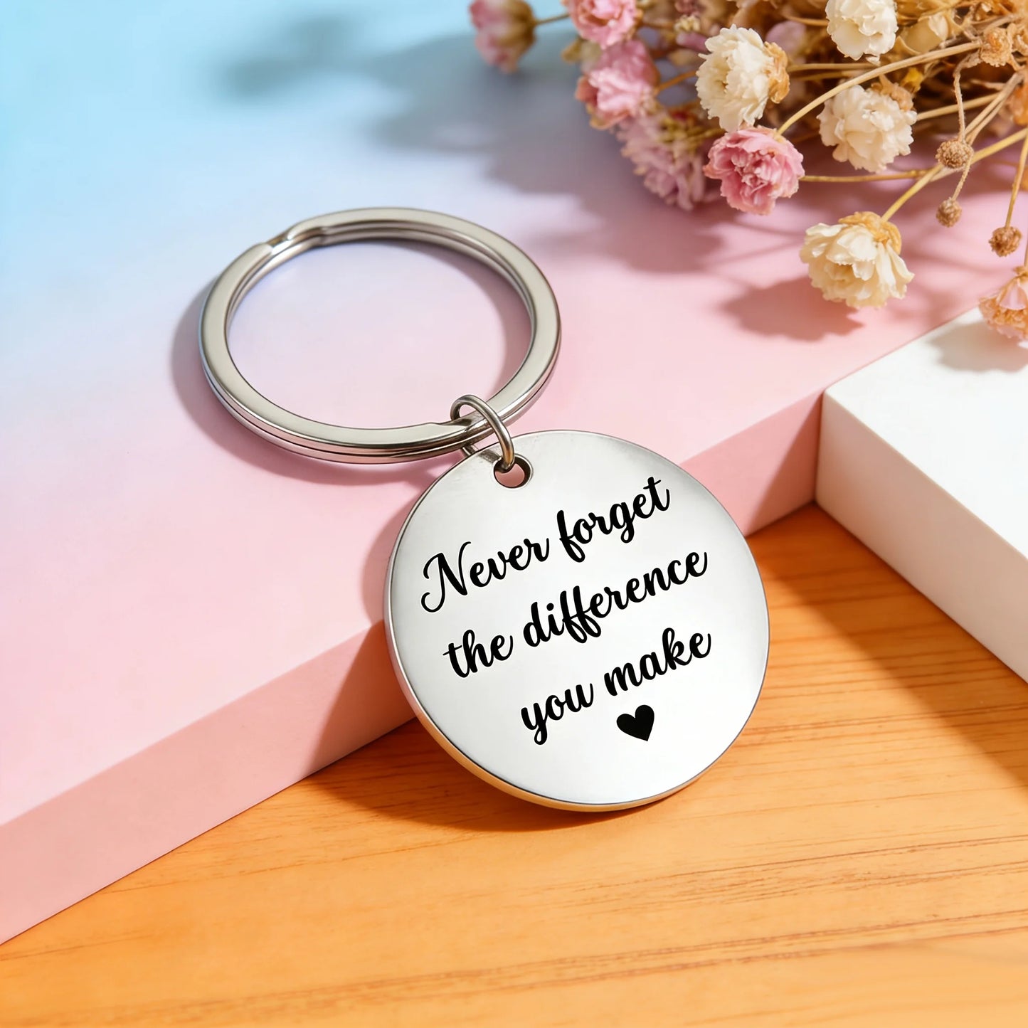"Never Forget the Difference You Make" Keychain Friendship Birthday Christmas Graduation Gifts For Women Best Friends Sisters