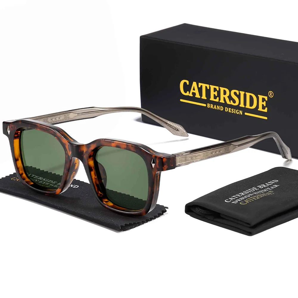 CATERSIDE Men Personalized Design Sunglasses Square Frame Women Retro Trendy Sunglasses Travel Business Party Gift Glasses UV400