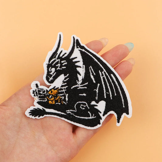 Black Dragon Embroidery Patch Cartoon Iron On Patches For Clothing Thermoadhesive Patches On Clothes DIY Sew Badges