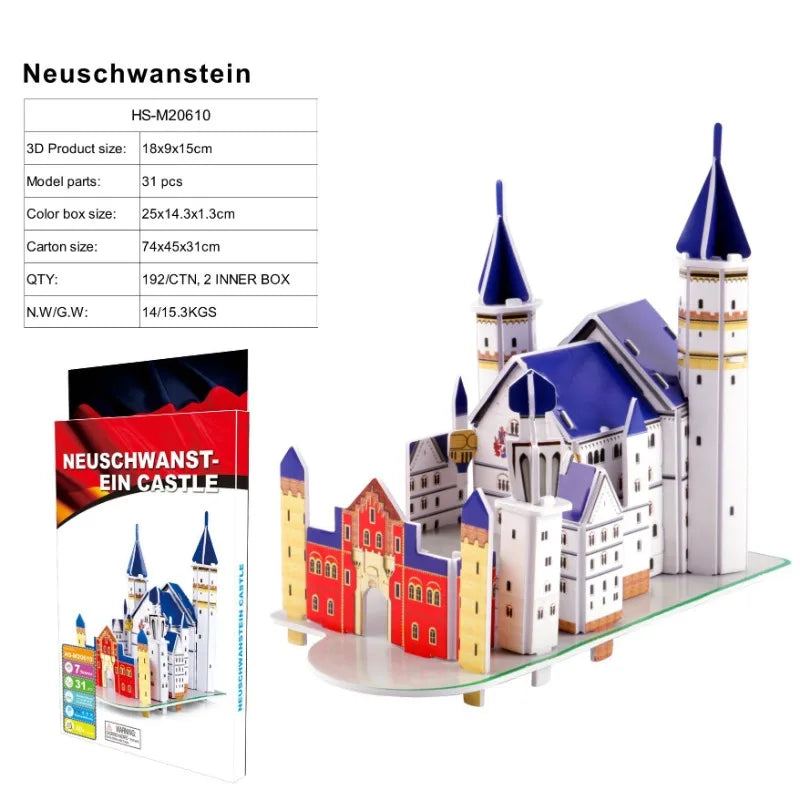 3D World-famous Architectural Puzzle Big Ben Pisa Tower White House Kindergarden Toy Children Classroom Handmade Gifts Jigsaw
