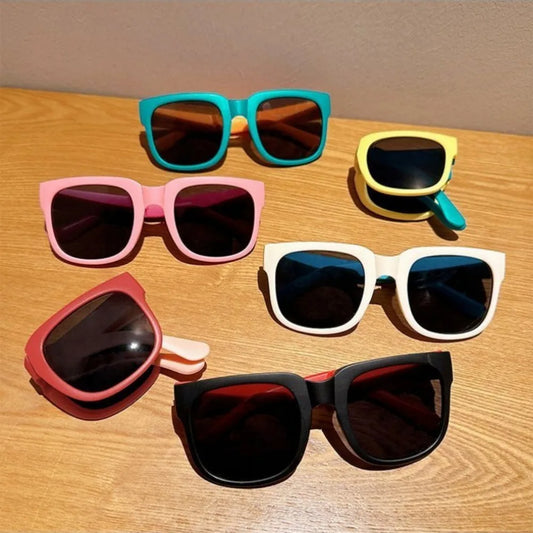 Candy Color  Sunglasses for Kids Folding Large Frame Sunglasses Children's Folding Glasses