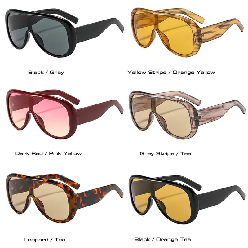 JNPCXI New Fashion Oversized One Piece Square Women Sunglasses Gray Stripe Shades Men Trending Outdoor Sun Glasses UV400
