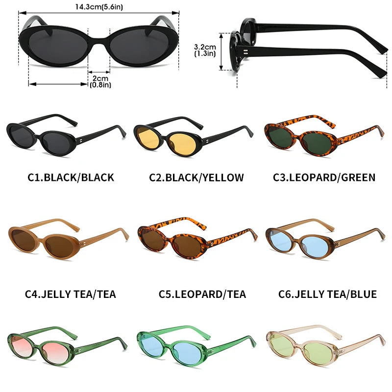 JNPCXI Small Oval Sunglasses for Women's Vintage Design Sun Glasses Shades Female Sexy Retro Punk Men Outdoor Trendy Eyewear