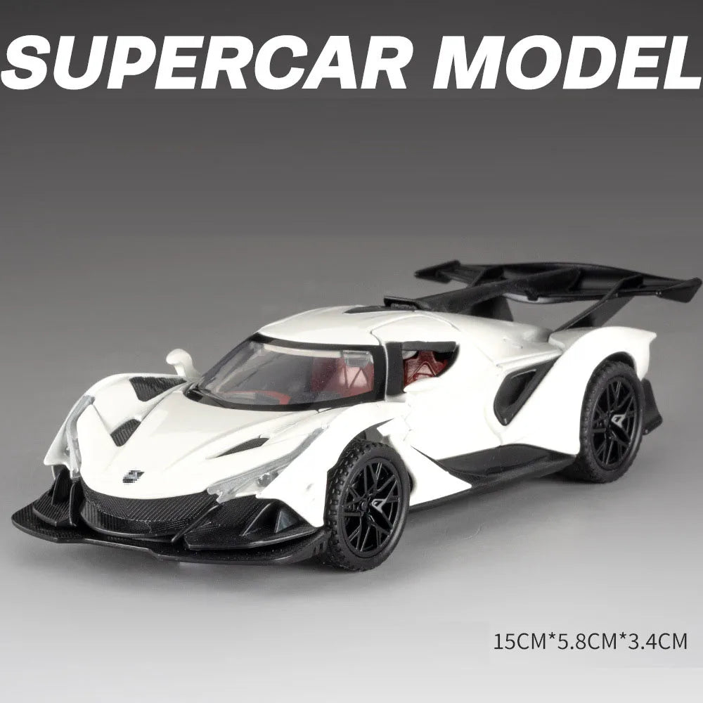 1:32 Apollo IE EVO Alloy Model Toy Diecast Car Doors Opened Sound Light Pull Back Miniature Rubber Tires Cars Kid Christmas Gift
