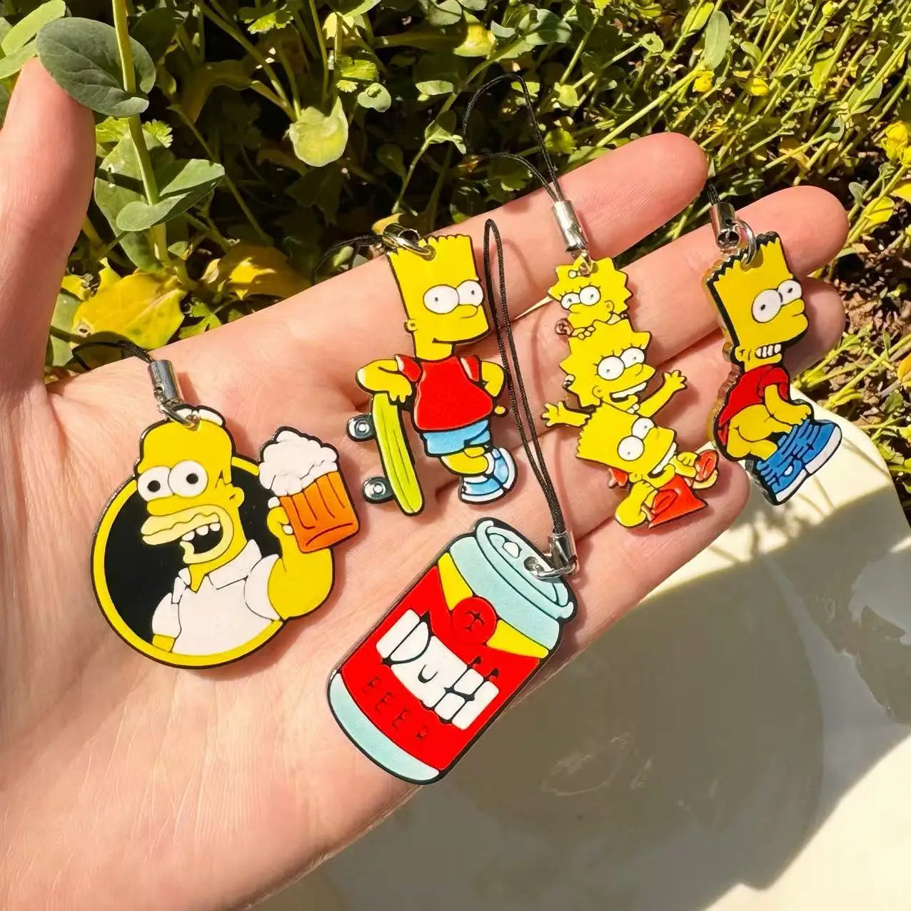 5/10PCS Cute Phone Chains, Acrylic Cartoon Phone Pendant Charms, Anti-Loss Lanyard Keychain