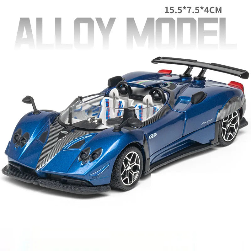 1:32 Pagani Huayra BC HP Diecast Alloy Sports Cars Model Toys with Sound Light Pull Back Doors Opened Vehice Boy Christmas Gifts