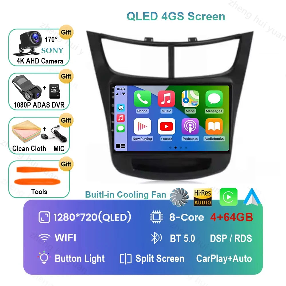 Android 16 CarPlay Auto Car Radio Multimedia navigation video Autoradio Stereo For Ch For Chevroletevrolet Sail Aveo 2015 - 2019