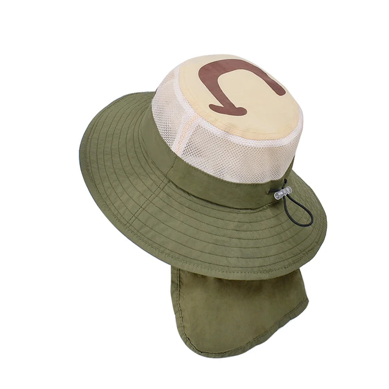 Xinbaoguan 100% Polyester 1147 Summer Boys and Girls Sunshade Hat Large brim Sunshade Shawl Breathable Fishing Hat