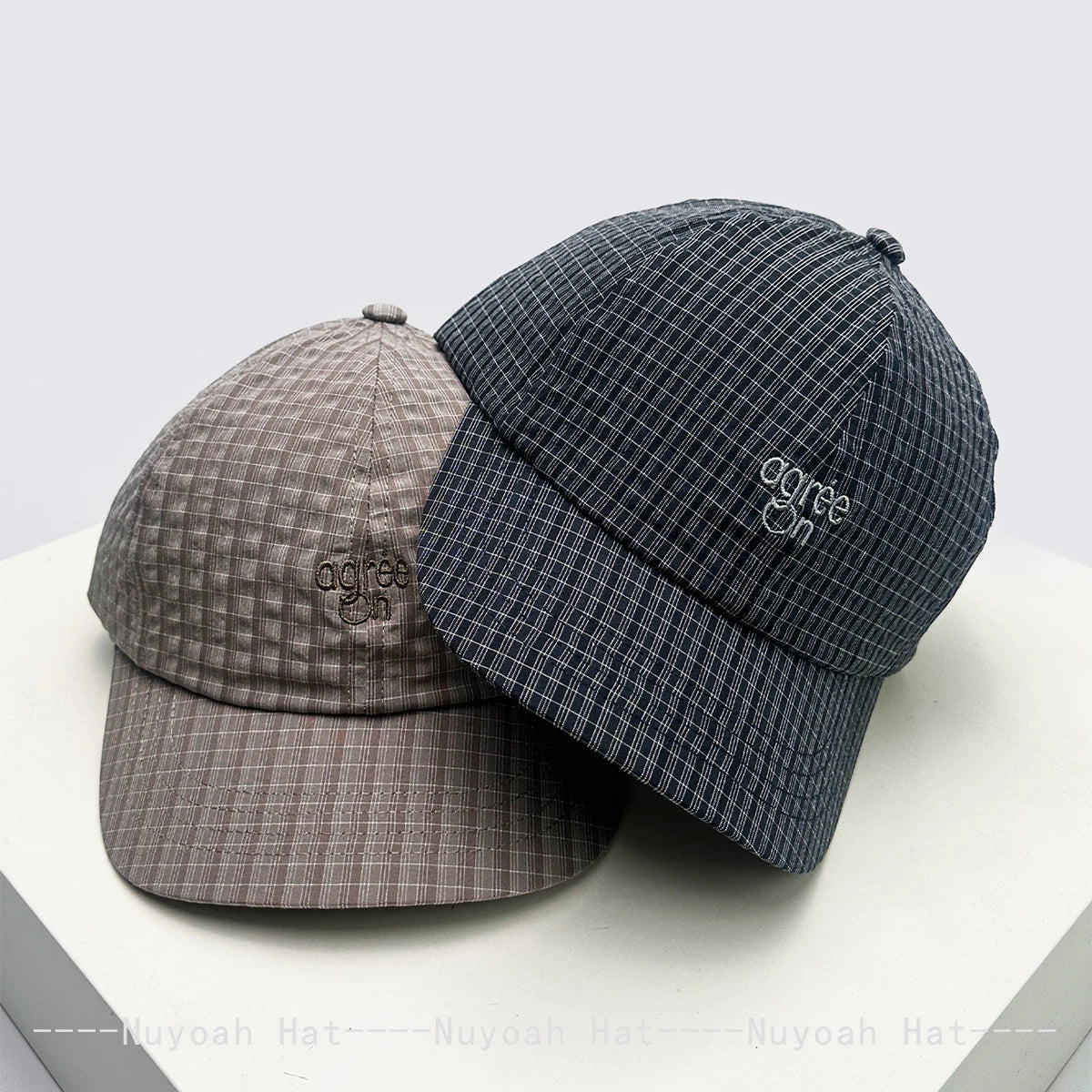 New Men Women Korean Quick-dry Embroidered Letters Baseball Hats Sunshade Plaid Versatile Niche Peaked Caps Fashion Casual ins