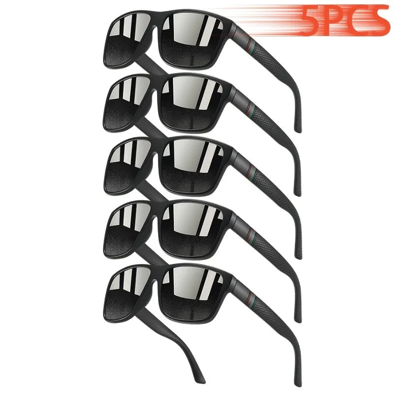 5pcs Oversized Fashion Colorful Stripe Design Unisex Square Men Women Glasses Classic Driving Traveling