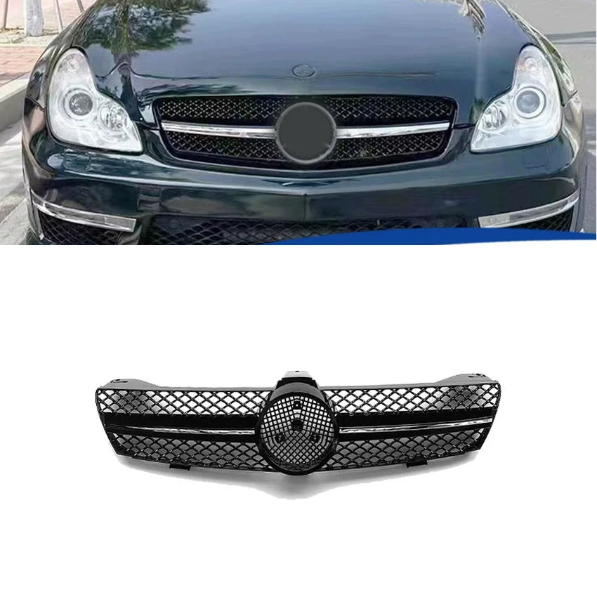 Chrome Silver Diamonds Style Bumper Grille For Mercedes Benz CLS-Class W219 CLS350 CLS500 2009-2011 AMG GTR Style Hood Grilles