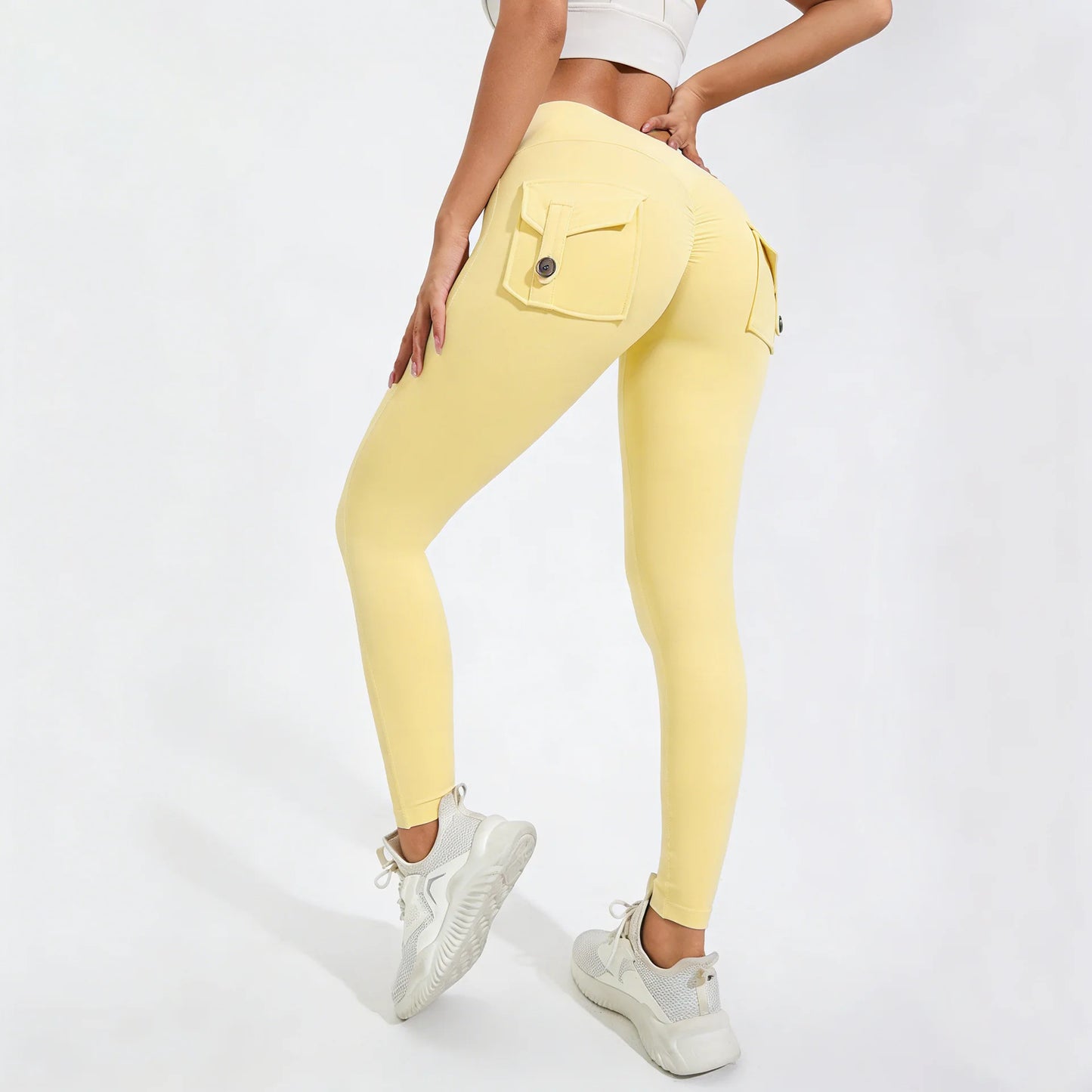 DIAS FIT JOY Nylon Yoga pants buttocks pocket tight pants women's sports fitness pants hip lifting Breathable No T Line