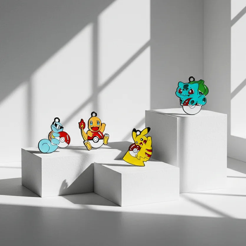 4pcs Anime Pokemon Pikachu Squirtle Charmander Bulbasaur Metal Charms DIY Jewelry Accessories for Bracelets Necklaces Earrings