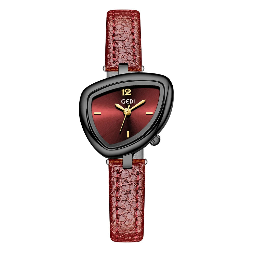 GEDI Quartz Ladies Watches Luxury Niche Small Vintage Watch Woman Leather Strap Wristwatches Fashion Casual Simple Watches Gifts