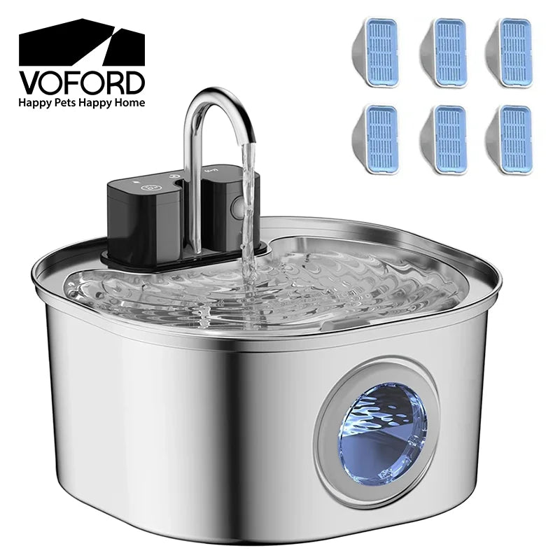 3.2L Stainless Steel Pet Water Feeder,4000mAh Battery Wireless Auto Cat Fountain