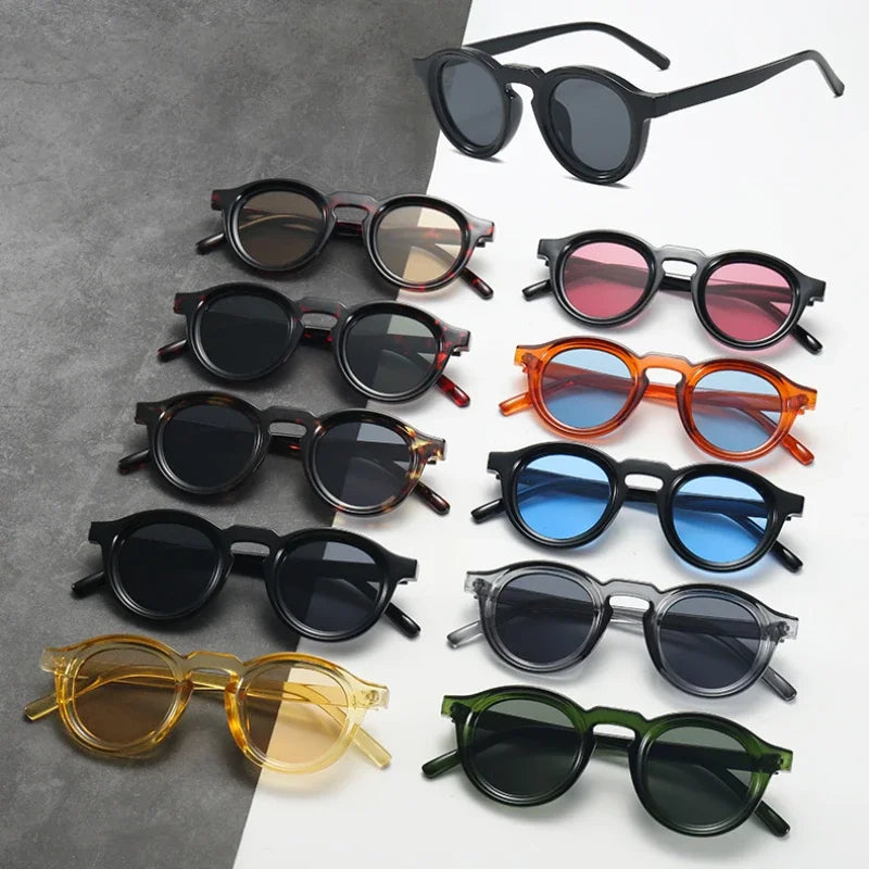 JNPCXI New Round Sunglasses Women Men Punk Shades Retro Trending Sun Glasses Clear Lens Frame UV400 Female
