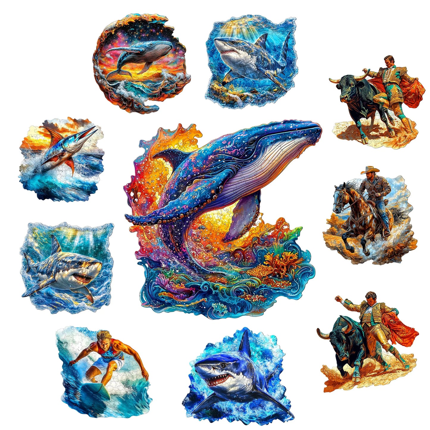 Animal And Human Wooden Jigsaw Puzzle Home Wooden Decor Christmas and Halloween Gift Toy For Teen And Kid