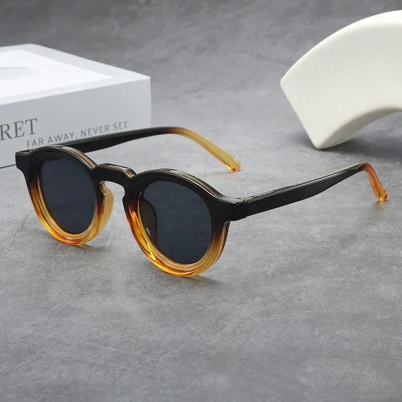 JNPCXI New Round Sunglasses Women Men Punk Shades Retro Trending Sun Glasses Clear Lens Frame UV400 Female