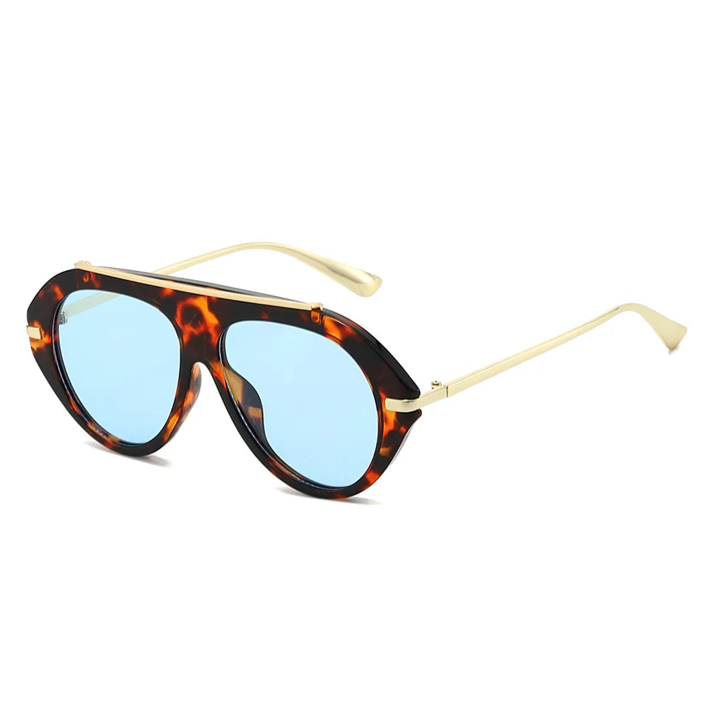 JNPCXI Ins Popular Fashion Oversized Leopard Green Pilot Sunglasses Women Shades UV400 Retro Gradient Men Sun Glasses