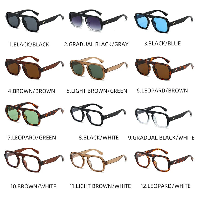 JNPCXI Ins Popular Fashion Square Sunglasses Women Retro Rivets Clear Gradient Shades UV400 Men Trending Sun Glasses