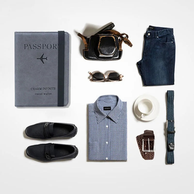 Women Men Travel Passport Holdr Cover Case RFID PU Leather Card ID Secure Wallet