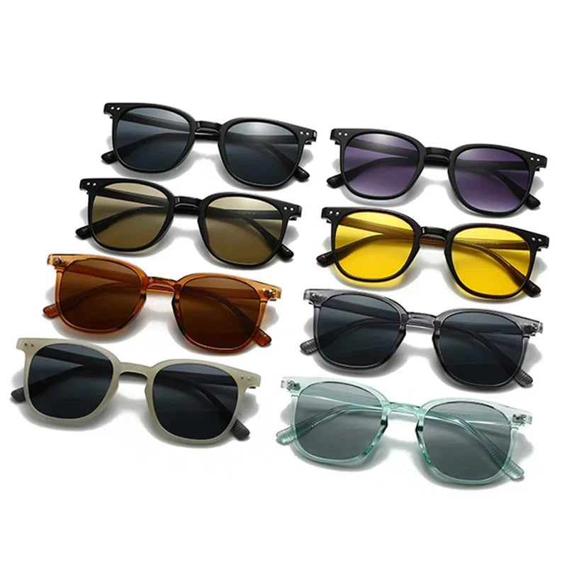 JNPCXI New Fashion Square Sunglasses Women Shades UV400 Retro Gradient Men Black Yellow Rivets Sun Glasses