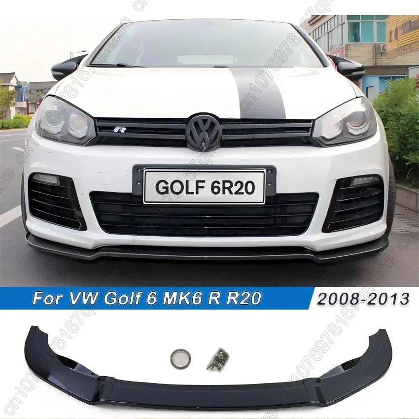 For Volkswagen Golf 6 MK6 R R20 2008-2013 Maxton Style Front Bumper Splitter Lip Diffuser Body Kit Spoiler Guard Gloss Black