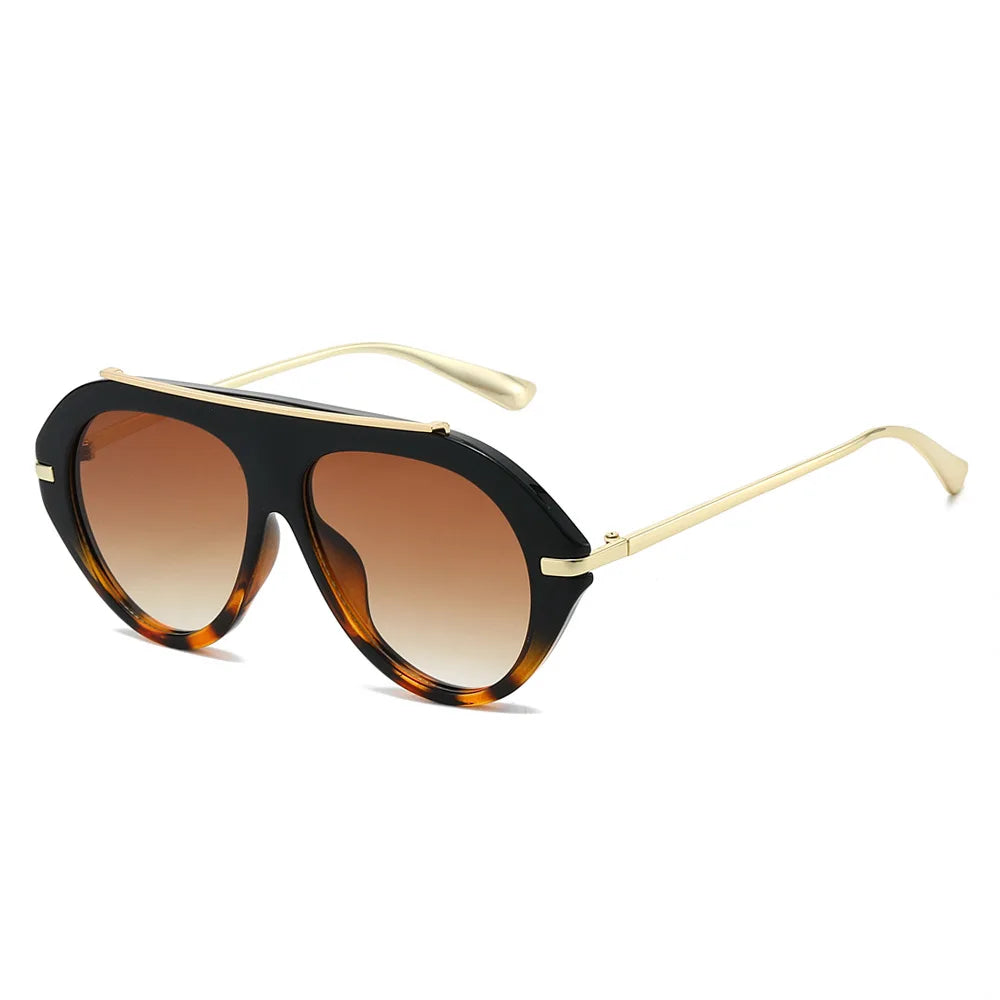 JNPCXI Ins Popular Fashion Oversized Leopard Green Pilot Sunglasses Women Shades UV400 Retro Gradient Men Sun Glasses