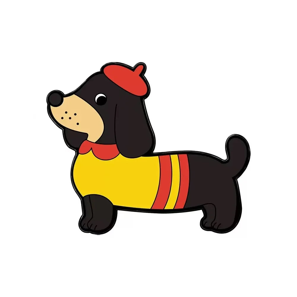 4pcs Cute Dachshund Cartoon Enamel Pin - Lapel Brooch Badge for Backpack/Clothing Animal Themed Jewelry Gift for Dog Lovers