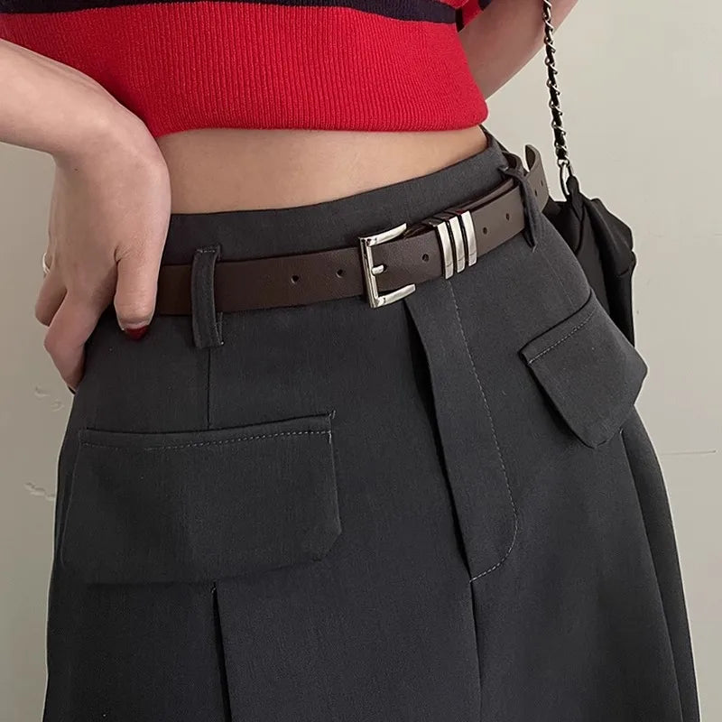 Small Belt Ladies New Decorative Dress With A Black Belt Fashion Simple Korean Department