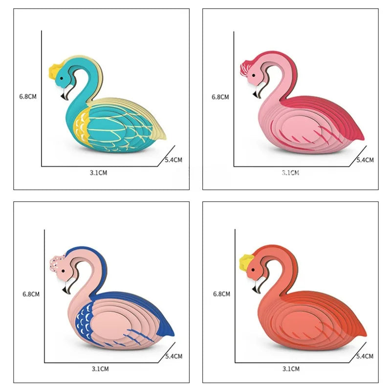 Multisize Children's Educational Paper Jigsaw Puzzle 3D Bird&Swan Series Small Animal Blocks DIY Handmade Toys Christmas Gift
