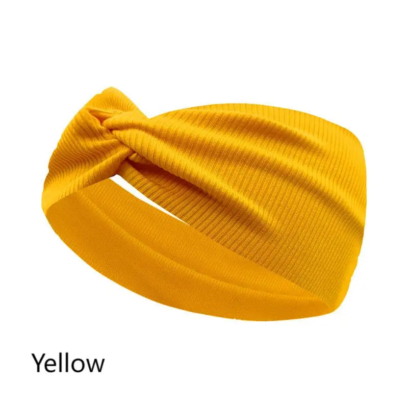 The Silky Threaded Fabric Twist Headband Yoga Workout Running Sport Elastic Hair Bands for Women's Turban Hair Wrap for Girls