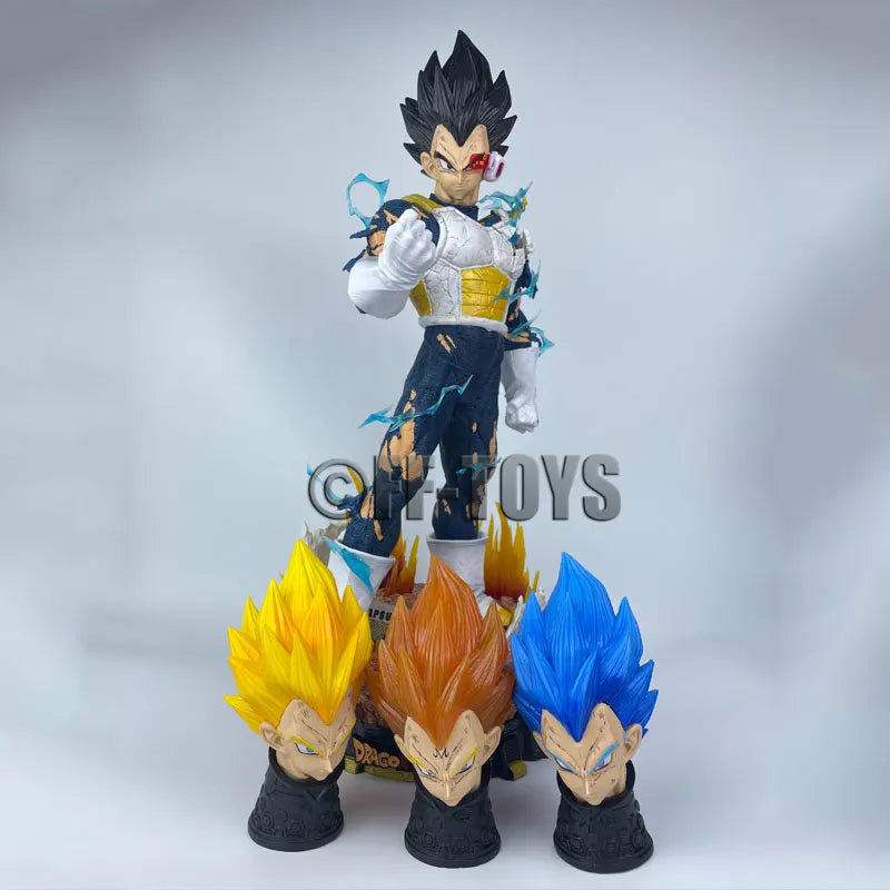 55CM Anime Dragon Ball Vegeta Figure Replaceable Head Vegeta Figurine PVC Action Figures GK Statue Collection Model Toys Gifts