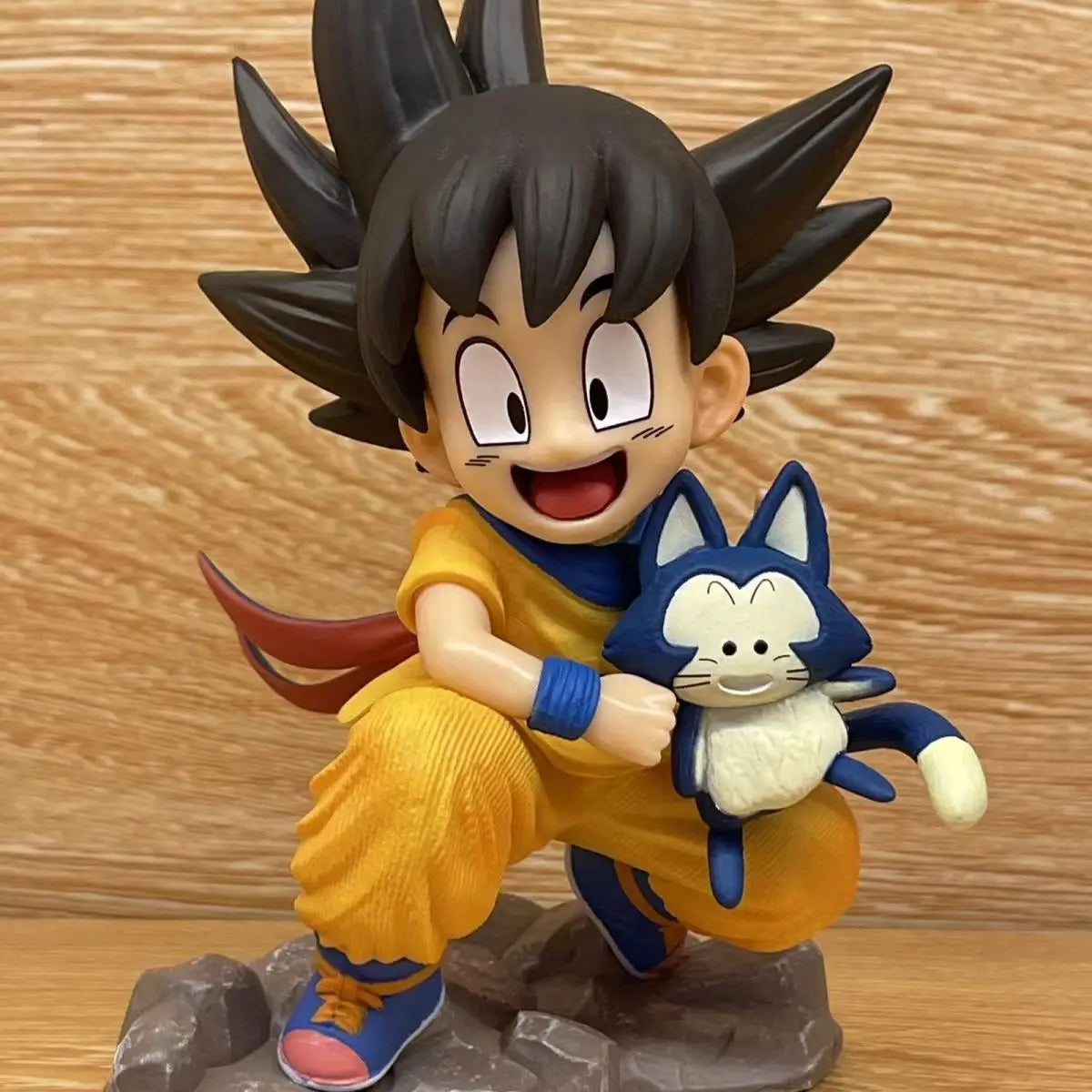 Dragon Ball 15cm Childhood Little Goku Hugs Puer Ya Mu Tea Little Anime Figure